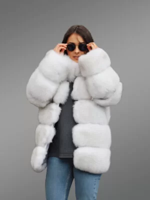 Women’s Mid-Length Paragraph Real Fox Fur Warm Winter Coat