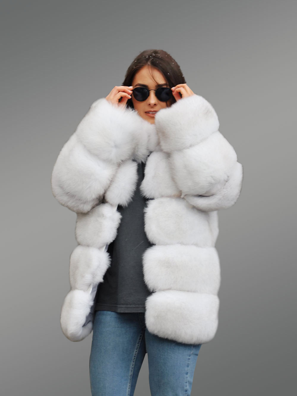 Women’s Mid-Length Paragraph Real Fox Fur Warm Winter Coat