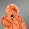 Peach Rabbit Fur Bomber Jacket