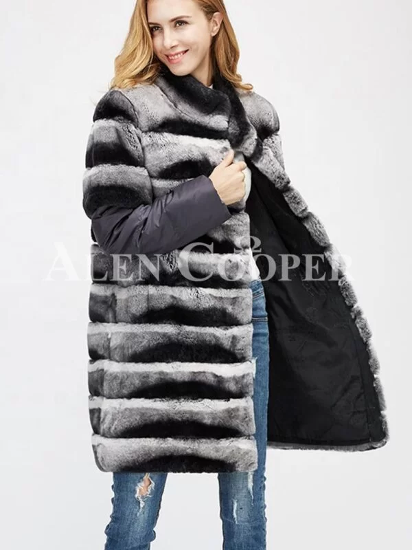Poly Ester Shell Long Real Fur Warm Winter Coat for Women - Image 2