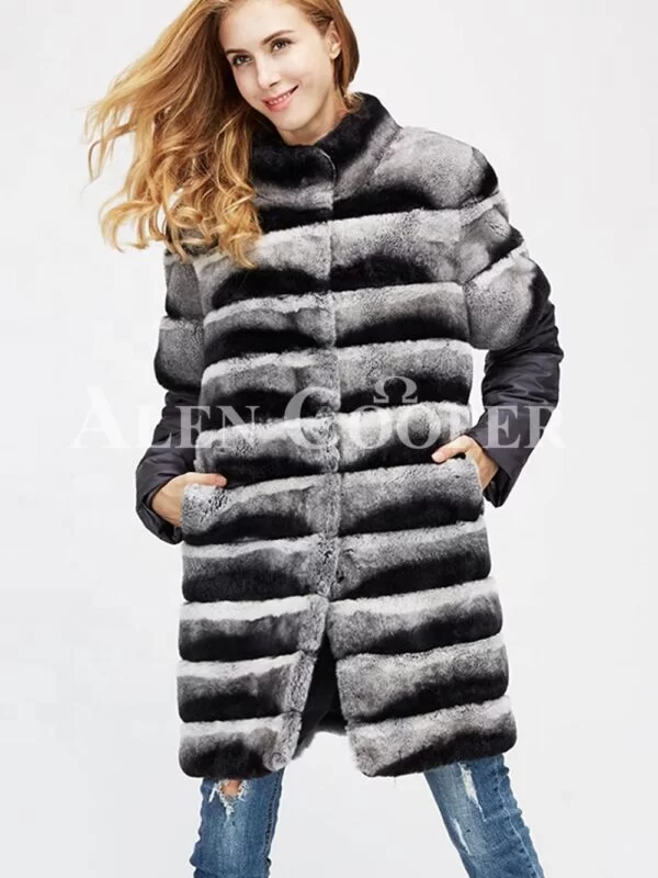 Poly Ester Shell Long Real Fur Warm Winter Coat for Women - Image 5