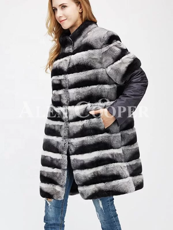 Poly Ester Shell Long Real Fur Warm Winter Coat for Women - Image 3