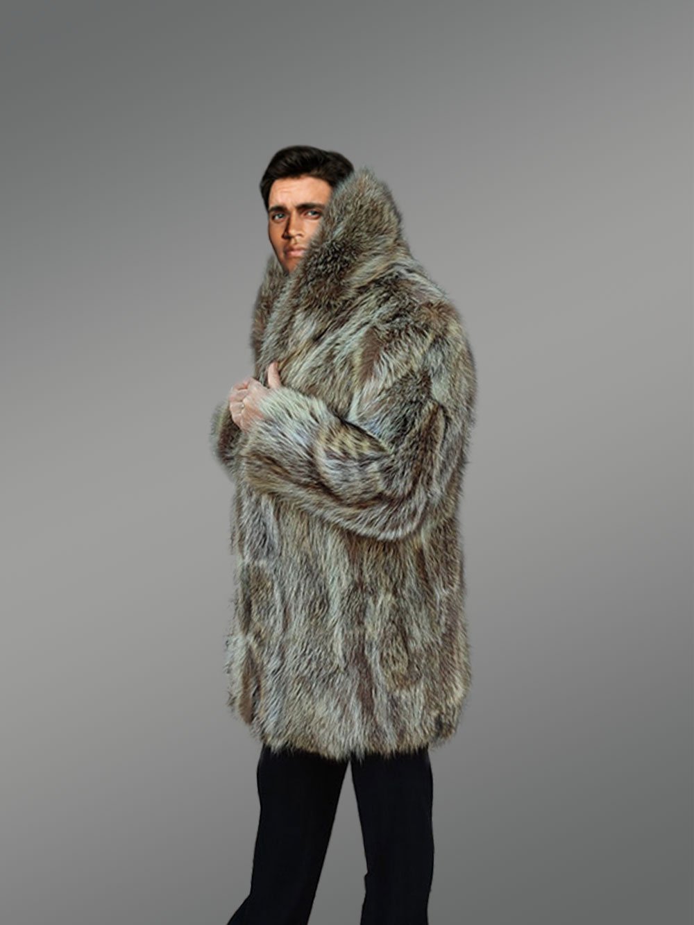 Raccoon Fur Men Coat - Image 10