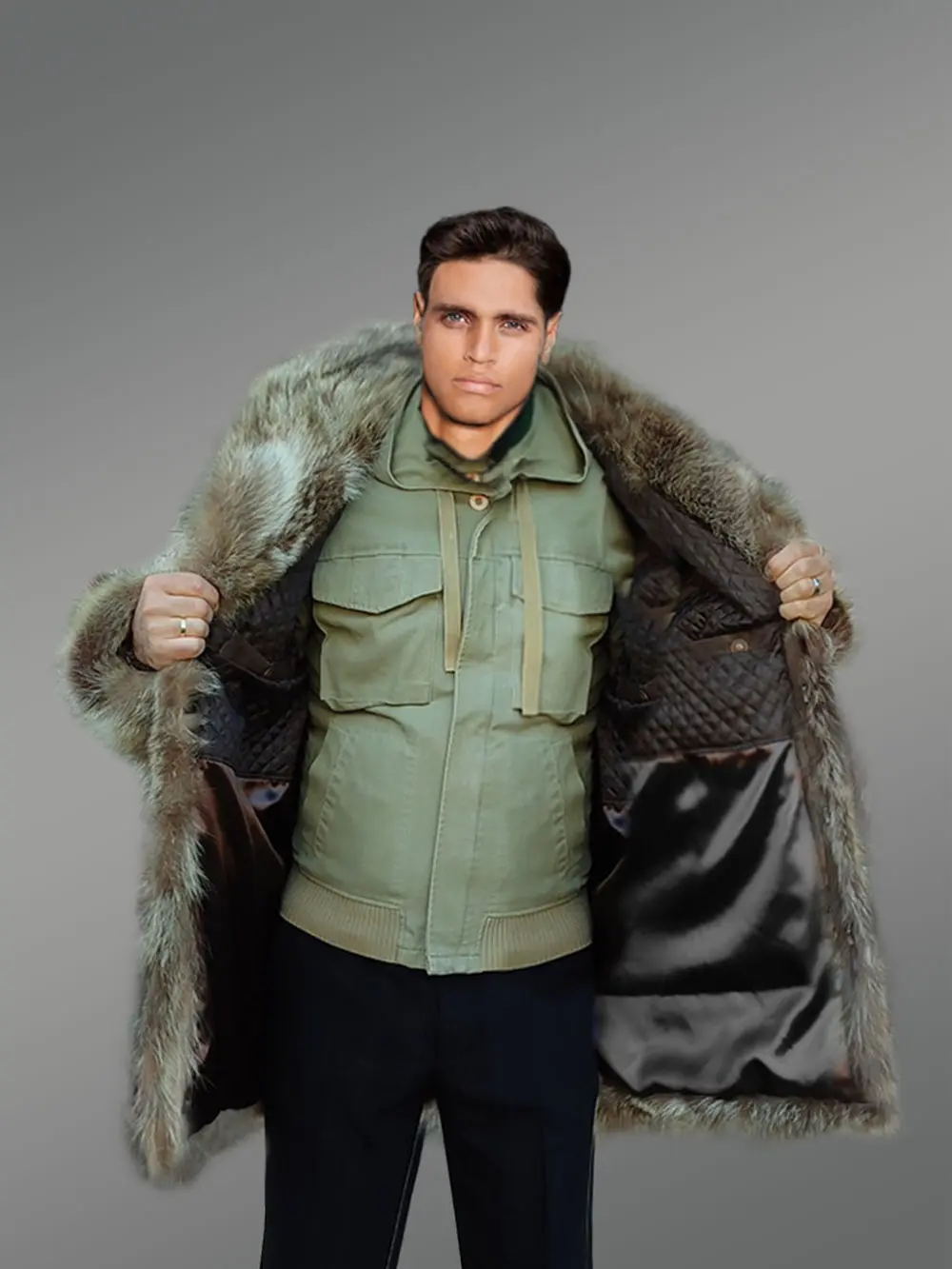 Raccoon Fur Men Coat - Image 9