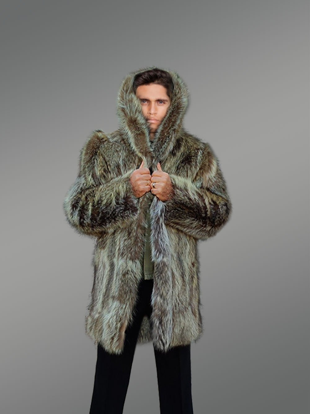Raccoon Fur Men Coat - Image 3