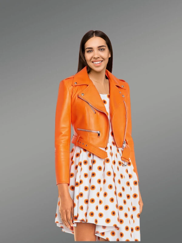 Real Leather Crop Jacket - Image 2