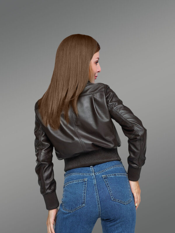 Real Leather Jacket in Dark Brown for Women In Trendy Style - Image 3