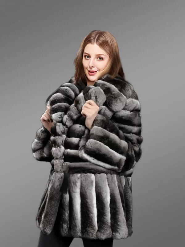 Real and Authentic Chinchilla Fur Swing Coat - Image 2