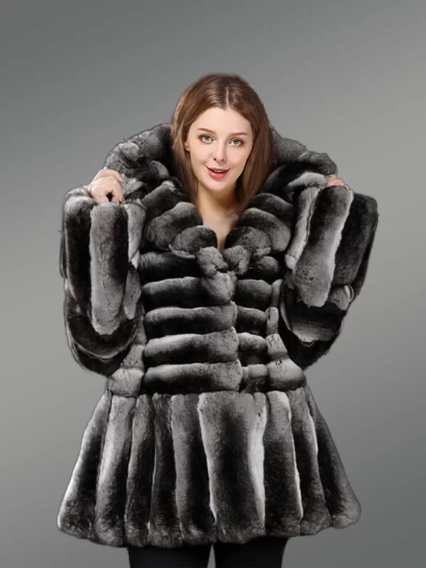 Real and Authentic Chinchilla Fur Swing Coat