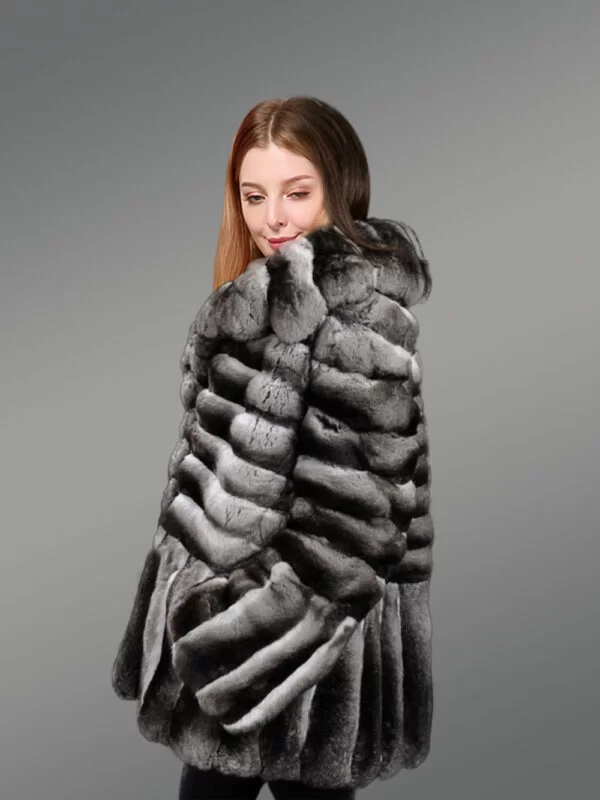 Real and Authentic Chinchilla Fur Swing Coat - Image 3