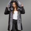 Scandinavian Silver Fox Fur Hybrid Black Parka