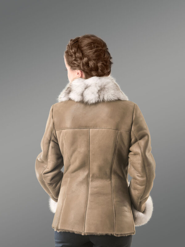 Beige Gray Sheepskin Coat