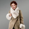 Beige Gray Sheepskin Coat