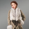 Beige Gray Sheepskin Coat