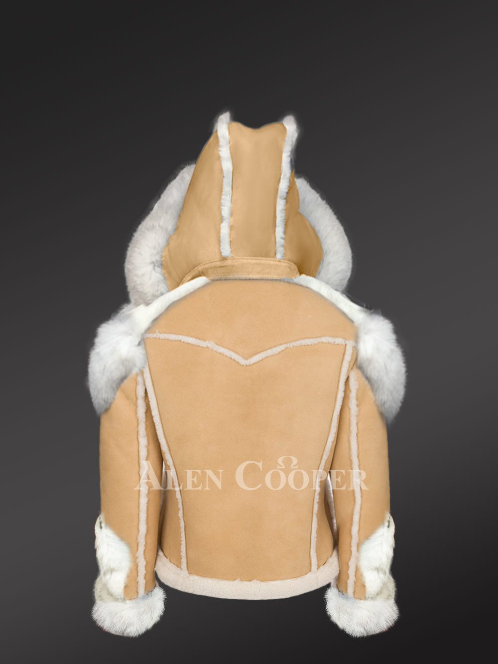Sheepskin Shearling Jacket for Women in Beige - Image 5