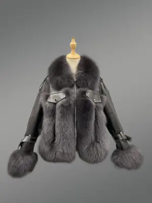 Sheepskin Short Length Jacket in Black