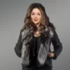 Short Sheepskin Jacket with Fox Fur for Women