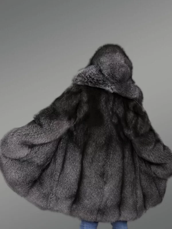 Slate Grey Fur Coat For Women - Image 6