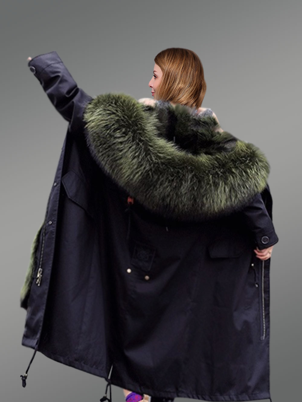 Raccoon Fur Long Parka for Women