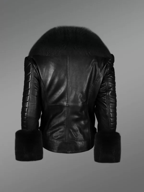 Stylish Leather Jackets with Removable Fox Fur Collar and Hand Cuffs - Image 3