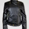 Stylish Leather Motorcycle Jacket with Asymmetrical Zipper Closure view