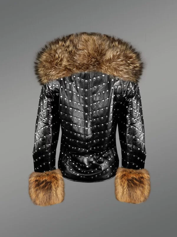 Stylish Leather Jackets with Detachable Fur Collar and Handcuffs - Image 3