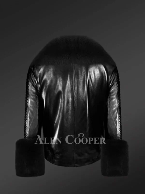 Stylish Leather Jackets with Removable Fur Collar and Hand Cuffs - Image 4