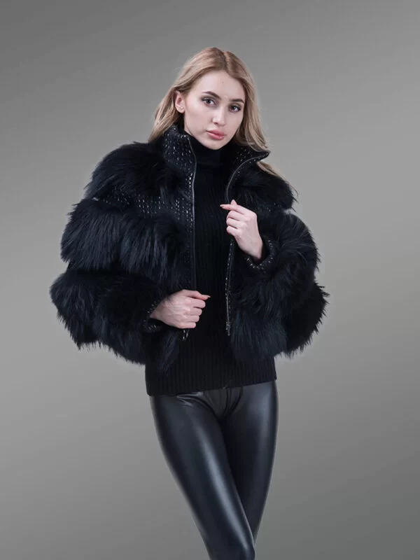 Super Soft and Incredibly Warm Coal Black Real Fox Fur Short Winter Coat for Women - Image 11