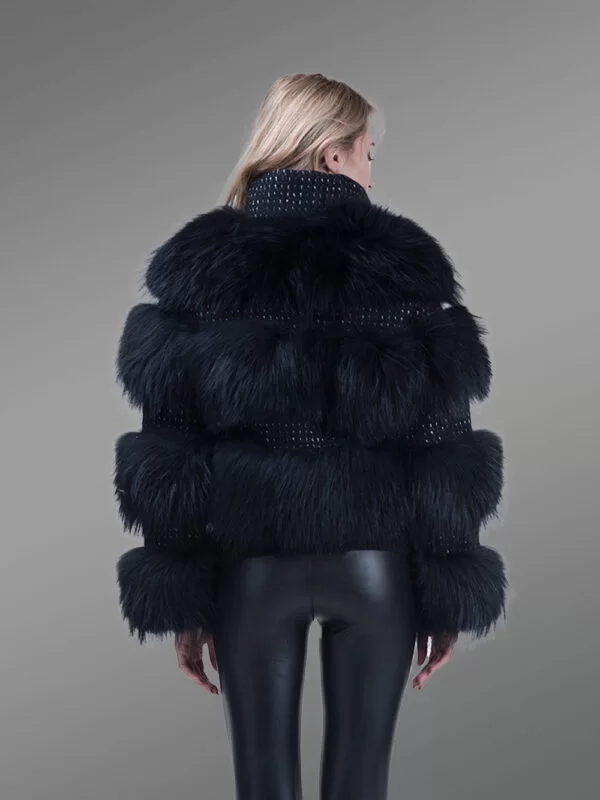 Super Soft and Incredibly Warm Coal Black Real Fox Fur Short Winter Coat for Women - Image 13