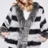 Super stylish bi-color real fur warm winter coat for women