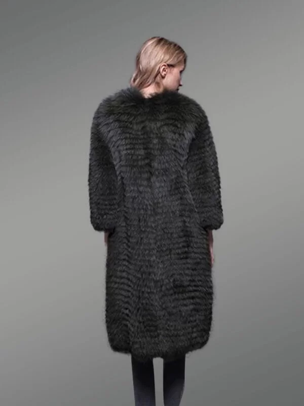 Super Stylish Long Real Fox Fur Black Winter Coat for Women - Image 6