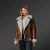 Tan Brown Sheepskin Shearling Jacket For Women