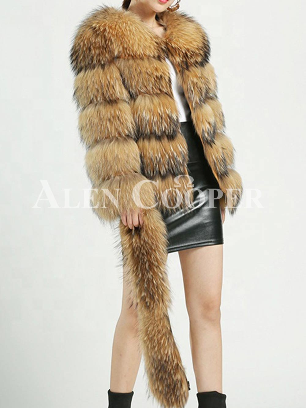 Thick Real Fur Warm Winter Coat for Women with Detachable Fur Collar - Image 5