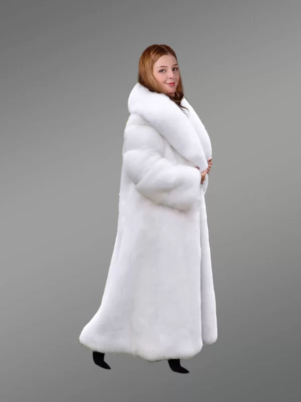 White Mink Fur Trench Coat For Women - Image 9