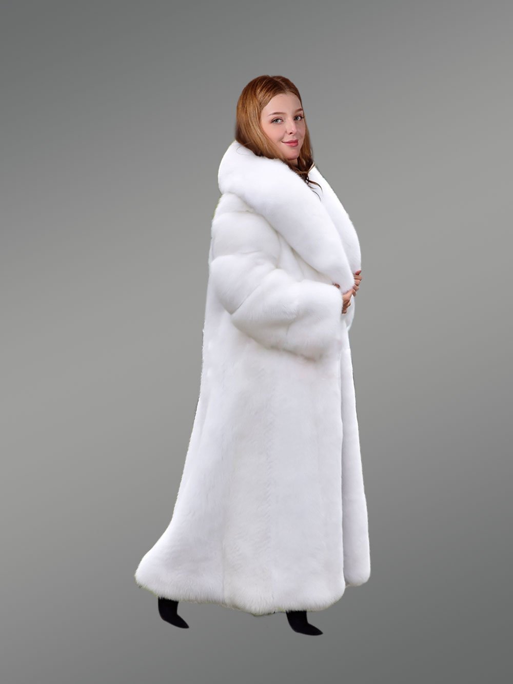 White Mink Fur Trench Coat For Women - Image 9