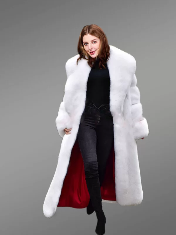 White Mink Fur Trench Coat For Women - Image 8