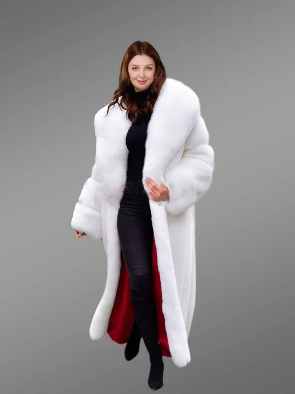 White Mink Fur Trench Coat For Women - Image 5