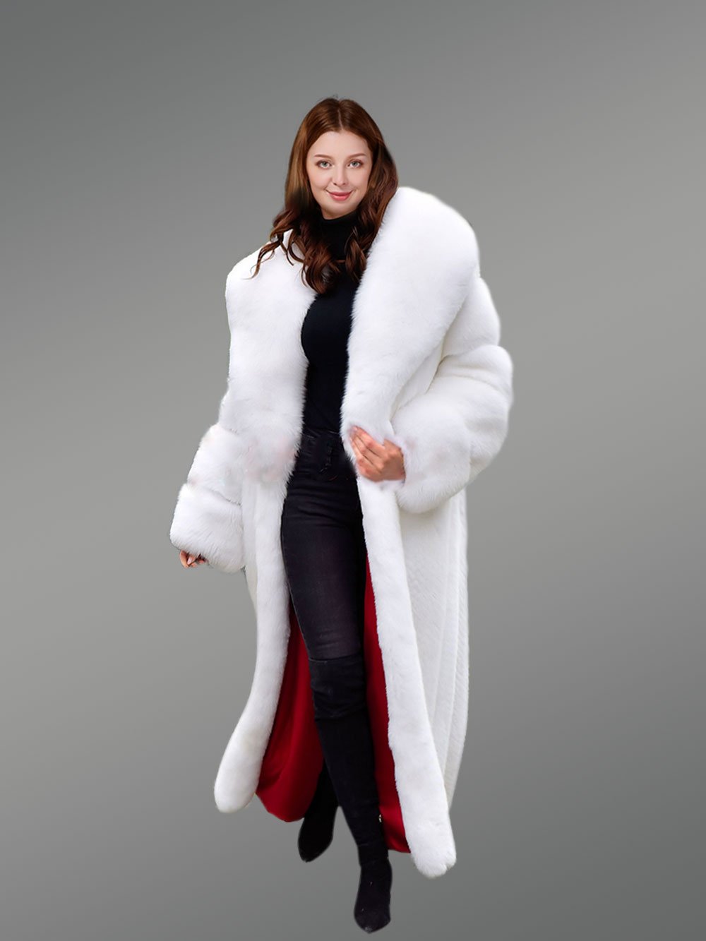White Mink Fur Trench Coat For Women - Image 5