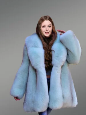 White Swing Coat in Arctic Fox Fur for Women
