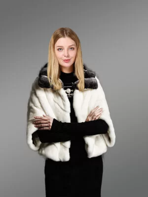 White cropped mink fur for ladies