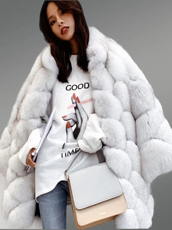 Gray fur outerwear for women - Image 3