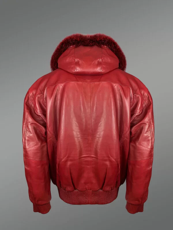 Real Leather Bomber for Men’s With Real Fur Hood - Image 4