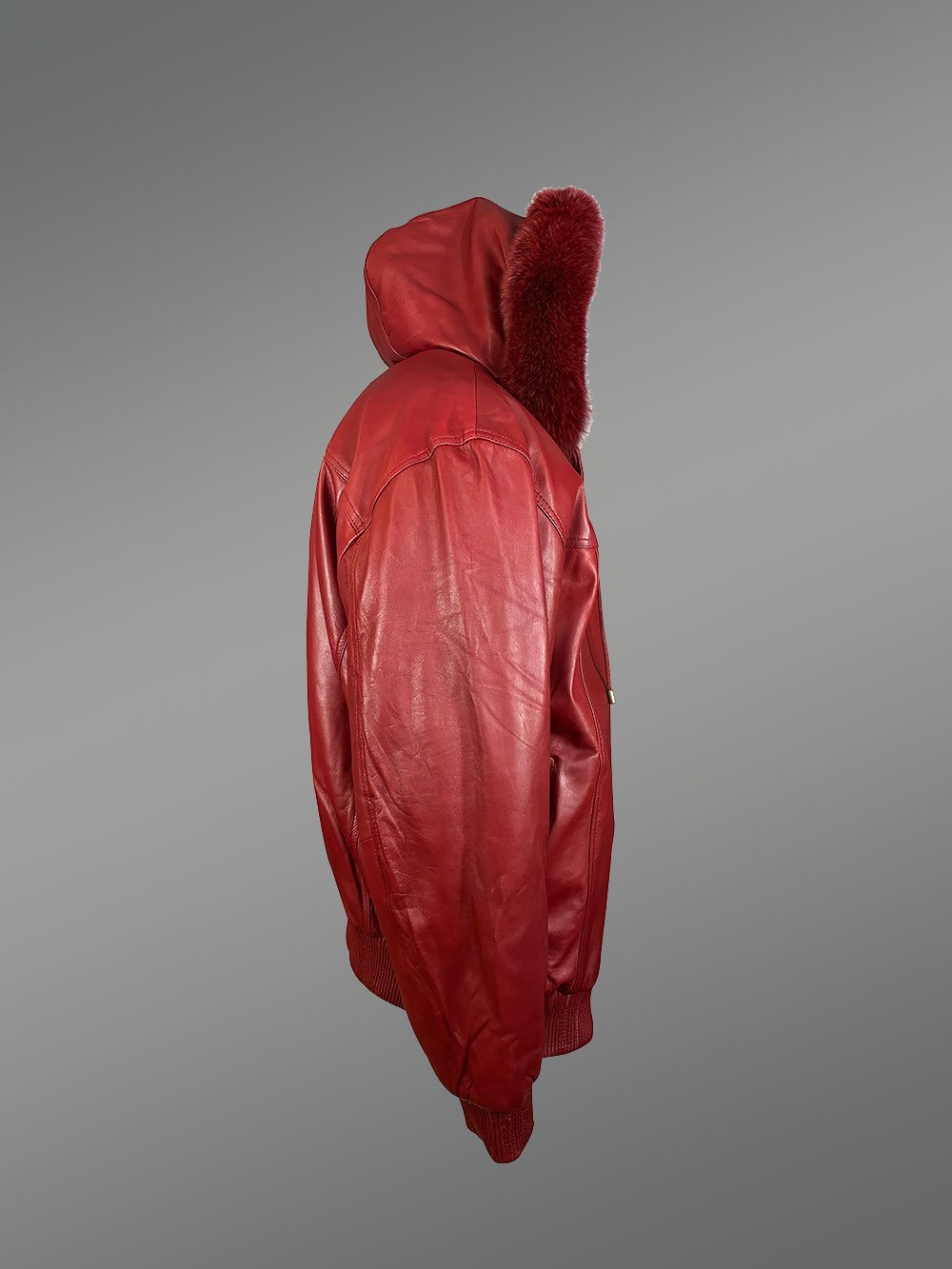Real Leather Bomber for Men’s With Real Fur Hood - Image 3