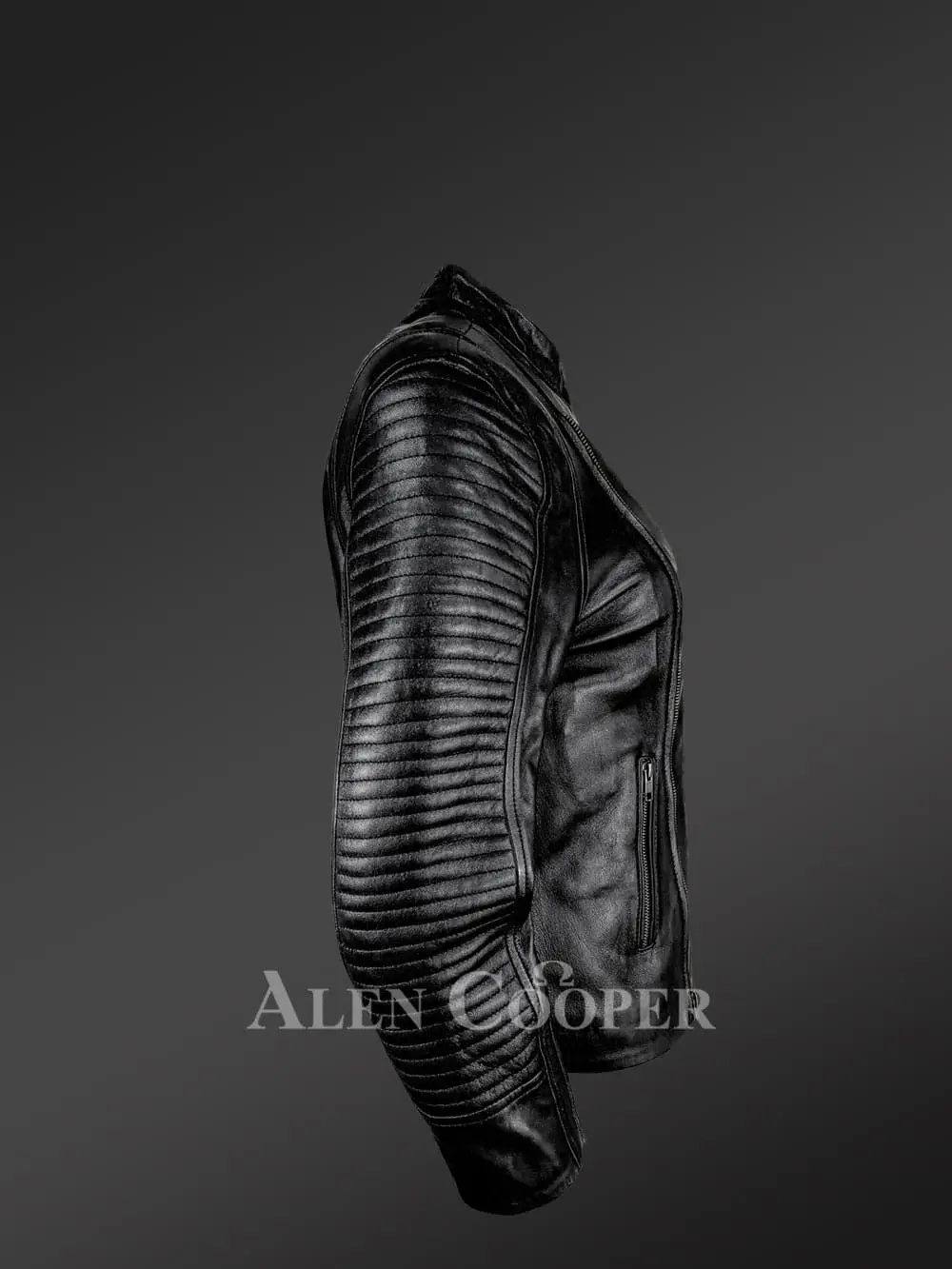 Women's Double Sided Zipper Motorcycle Jacket in Black - Image 3