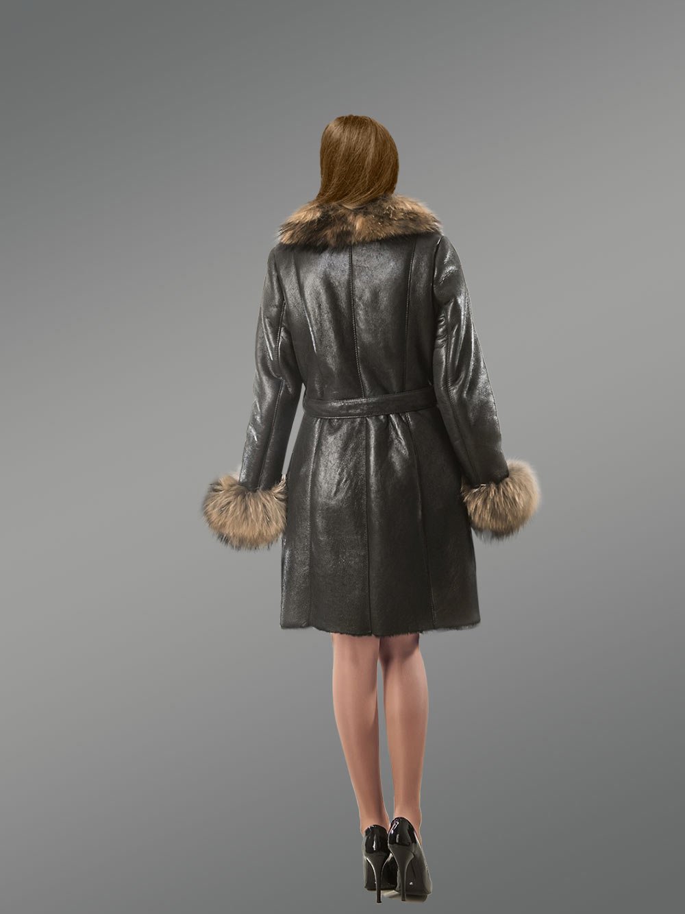 Women Fox Fur Coat In Black With A Warm and Cosy Feel This Winter - Image 3