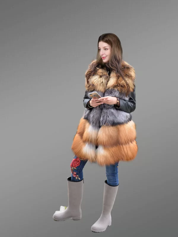 Women Multi Fox Variation Vest with Raccoon Touch - Image 3