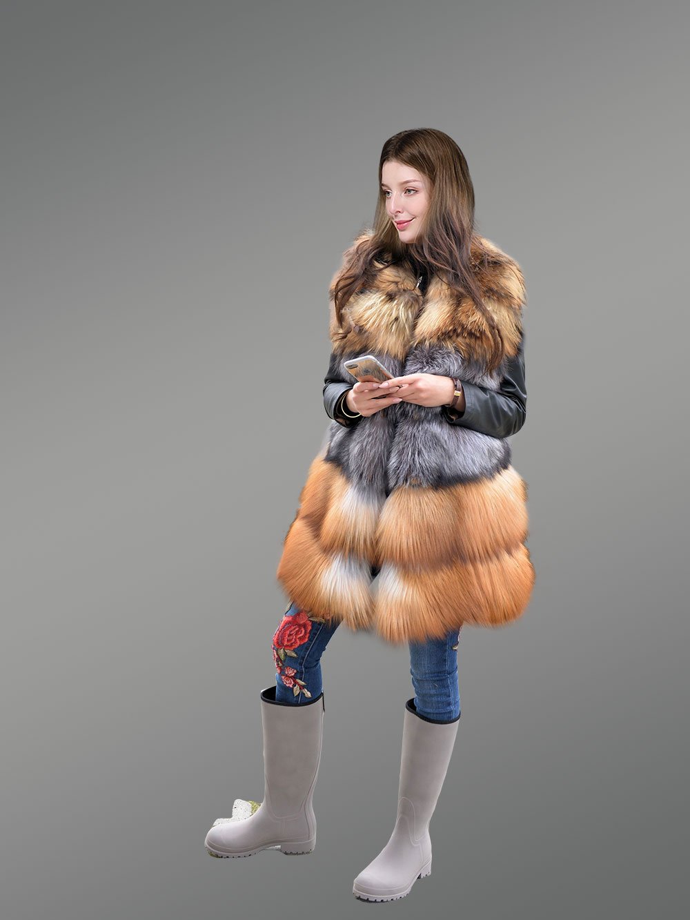 Women Multi Fox Variation Vest with Raccoon Touch - Image 3