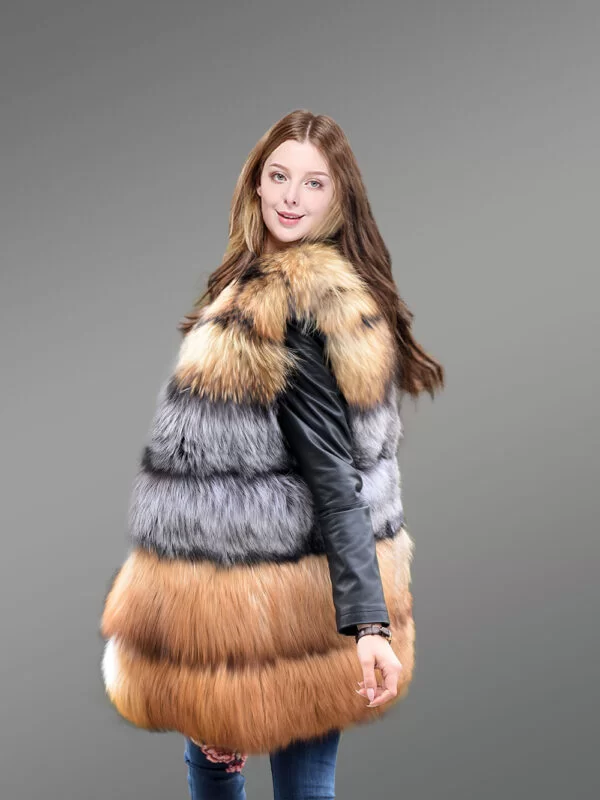 Women Multi Fox Variation Vest with Raccoon Touch - Image 5