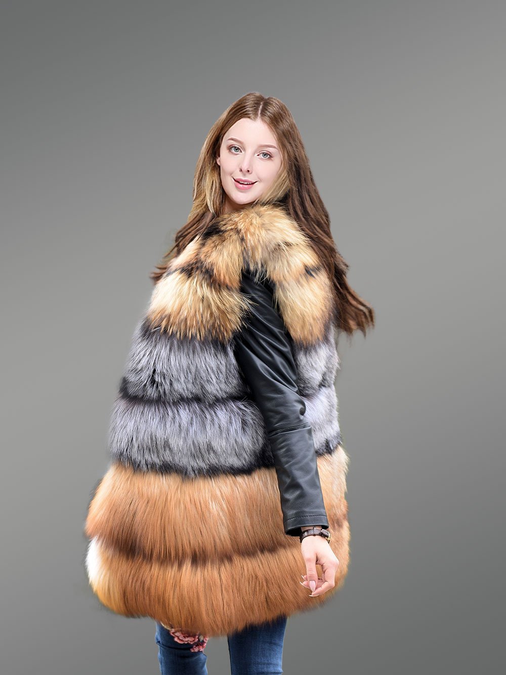 Women Multi Fox Variation Vest with Raccoon Touch - Image 5