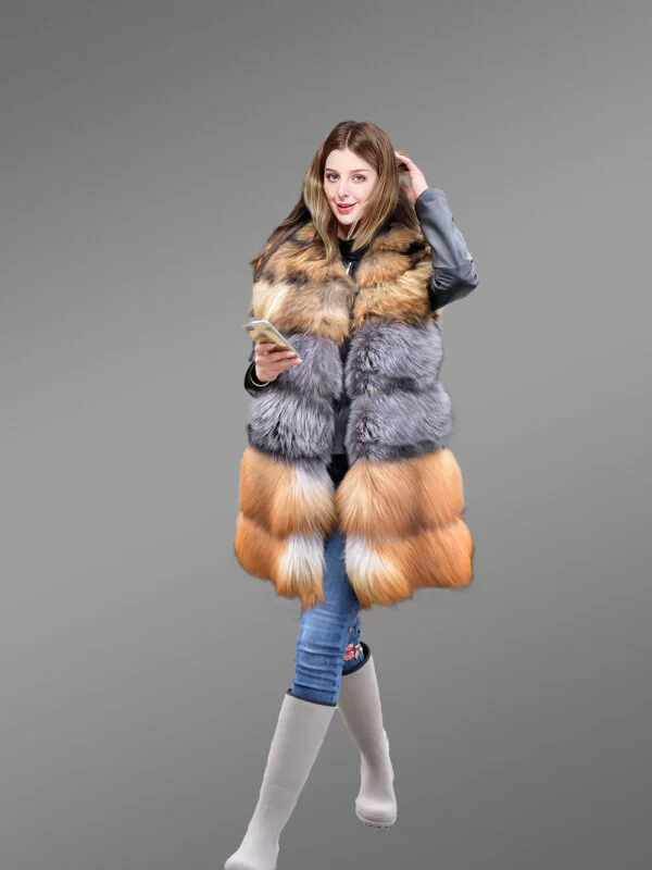Women Multi Fox Variation Vest with Raccoon Touch - Image 4